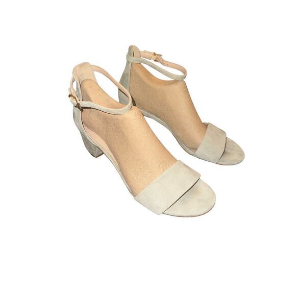 Free People Women's Ankle Strap Suede Comfy Block Heel Sandals Size 10.5 Gray - Picture 1 of 8